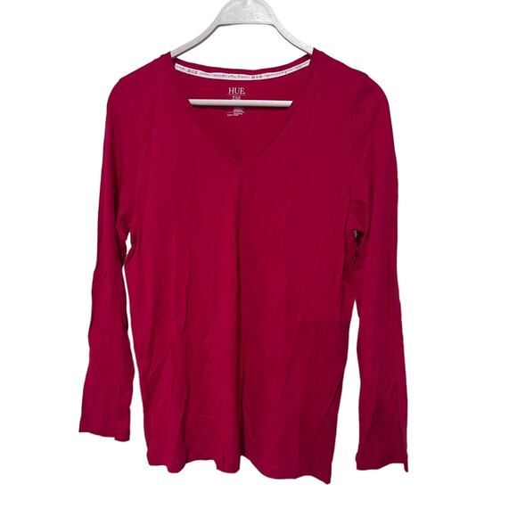 HUE TOP WOMENS MEDIUM LONG SLEEVE LOUNGE SLEEP T-SHIRT MODAL COTTON RED NEW! - Picture 2 of 7